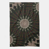 Kaleidoscope Design Dark Green Red Brown Theedoek (Verticaal)