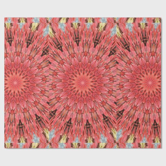 Kaleidoscope Design Floral Red Cadeaupapier (Vlak)