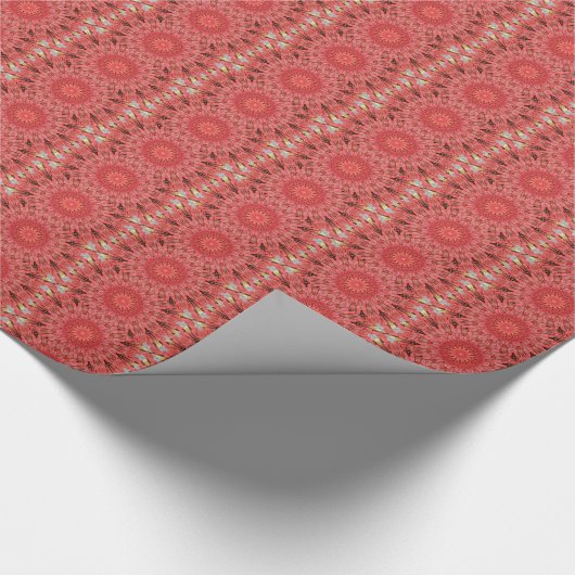 Kaleidoscope Design Floral Red Cadeaupapier (Hoek)