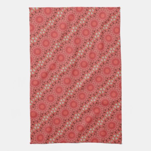 Kaleidoscope Design Floral Red Theedoek (Verticaal)