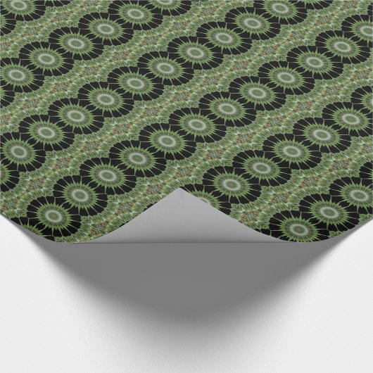 Kaleidoscope Design Green Black Cadeaupapier (Hoek)