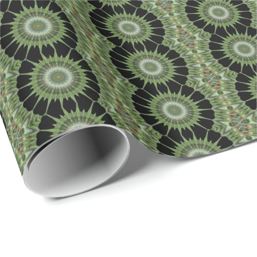 Kaleidoscope Design Green Black Cadeaupapier (Rol Hoek)