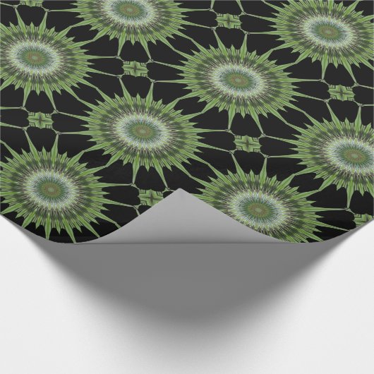 Kaleidoscope Design Green Black Cadeaupapier (Hoek)