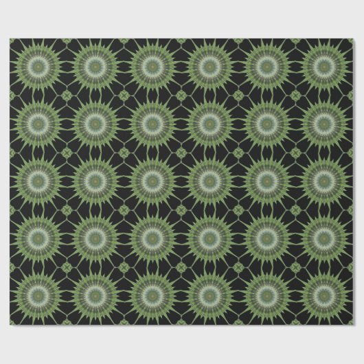 Kaleidoscope Design Green Black Cadeaupapier (Vlak)