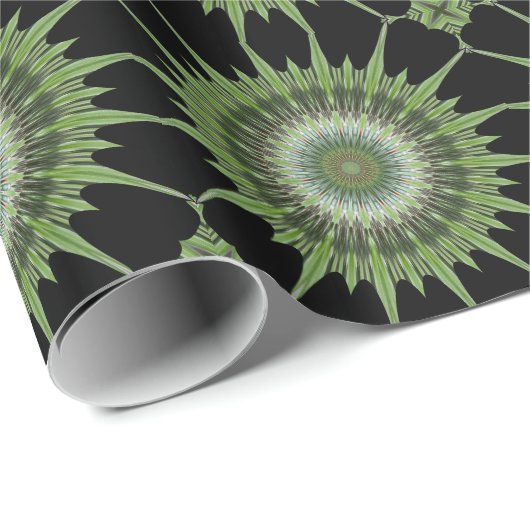 Kaleidoscope Design Green Black Cadeaupapier (Rol Hoek)