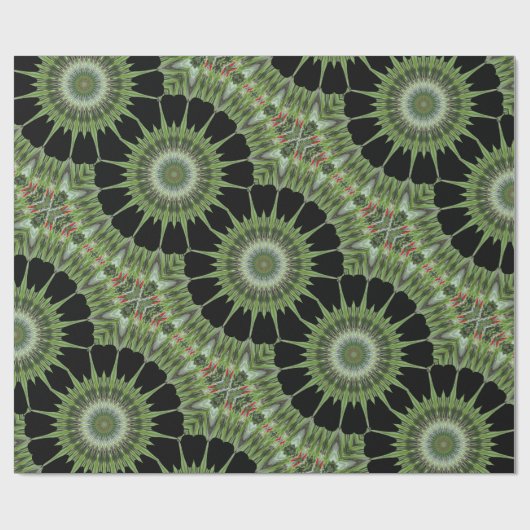 Kaleidoscope Design Green Black Cadeaupapier (Vlak)