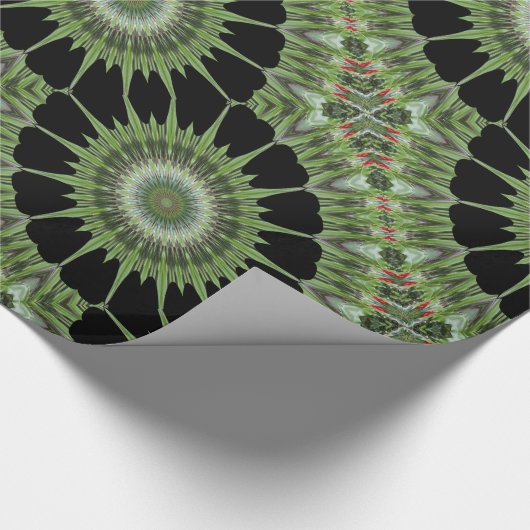 Kaleidoscope Design Green Black Cadeaupapier (Hoek)