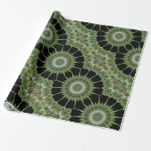 Kaleidoscope Design Green Black Cadeaupapier (Uitgerold)