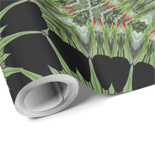 Kaleidoscope Design Green Black Cadeaupapier (Rol Hoek)