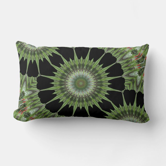 Kaleidoscope Design Green Black Kussen (Voorkant)