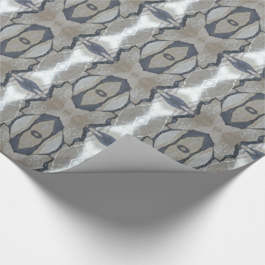 Kaleidoscope Design Light en Dark Grey Pattern Cadeaupapier (Hoek)