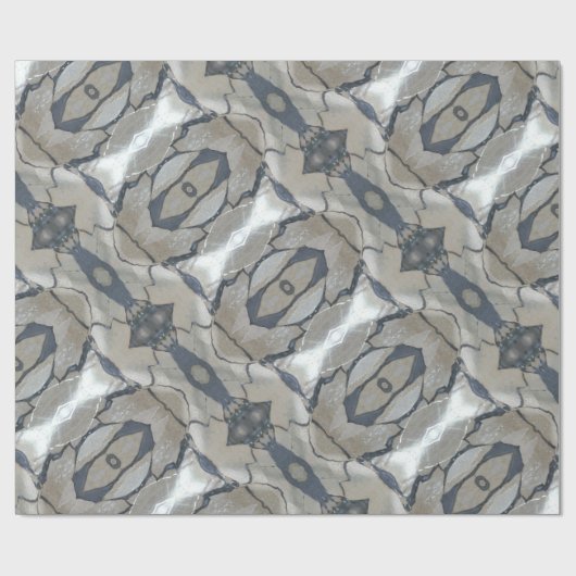 Kaleidoscope Design Light en Dark Grey Pattern Cadeaupapier (Vlak)