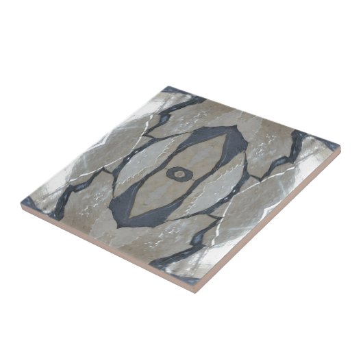 Kaleidoscope Design Light en Dark Grey Pattern Tegeltje (Zijkant)