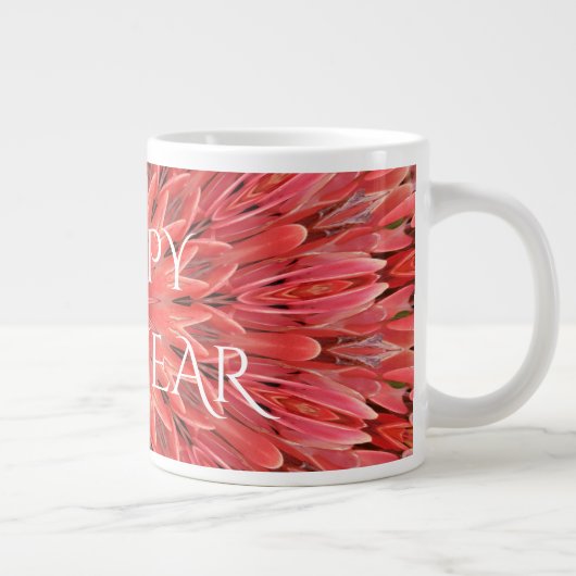 Kaleidoscope Design Red Flower Happy Nieuwjaar Grote Koffiekop (Rechts)