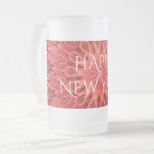 Kaleidoscope Design Red Flower Happy Nieuwjaar Matglas Bierpul (Voorkant links)