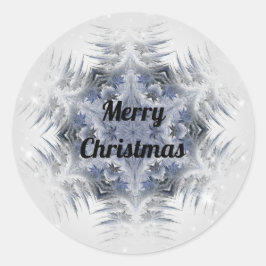 Kaleidoscope Design Sparking Blue Snowflake Ronde Sticker