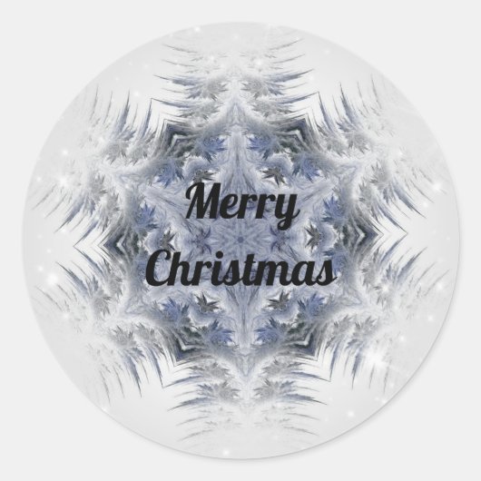 Kaleidoscope Design Sparking Blue Snowflake Ronde Sticker (Voorkant)