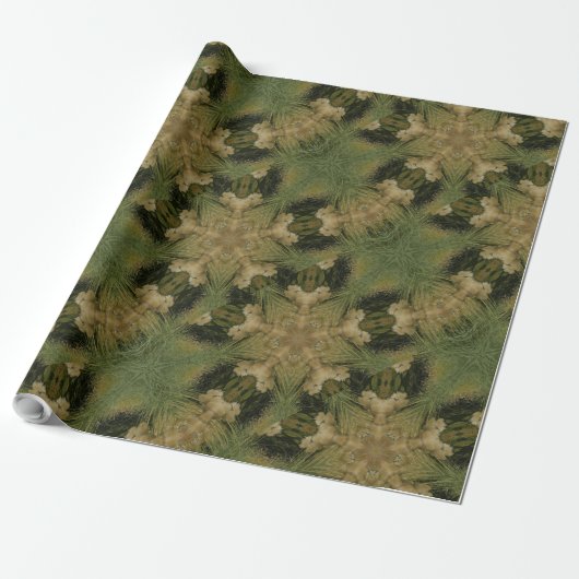 Kaleidoscope Design Star van Pampas Grass Green Cadeaupapier (Uitgerold)