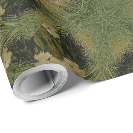 Kaleidoscope Design Star van Pampas Grass Green Cadeaupapier (Rol Hoek)