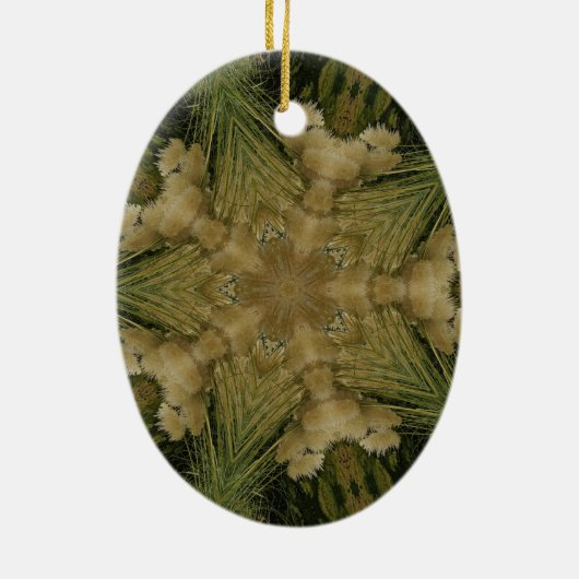 Kaleidoscope Design Star van Pampas Grass Green Keramisch Ornament (Achterkant)