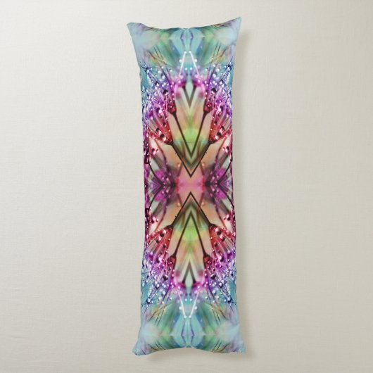 Kaleidoscope Dewdrops: Abstracte bloemkunst Lichaamskussen (Achterkant (Verticaal))