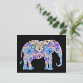 Kaleidoscope Elephant Briefkaart Black Achtergrond (Staand voorkant)