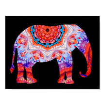 Kaleidoscope Elephant Poster in Blue and Oranje