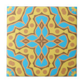 Kaleidoscope Enic Yellow Brown Turquoise Pattern Tegeltje (Voorkant)