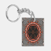 Kaleidoscope Flames Square Key Ring Sleutelhanger (Voorkant Links)