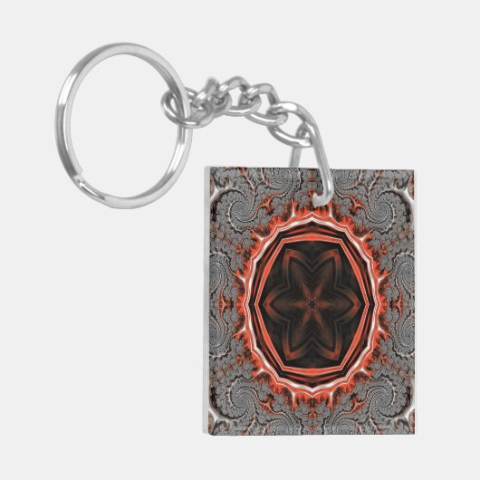 Kaleidoscope Flames Square Key Ring Sleutelhanger (Voorkant Links)