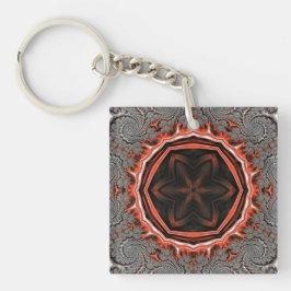 Kaleidoscope Flames Square Key Ring Sleutelhanger