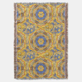 Kaleidoscope Floral Luxury Blue Golden Yellow Mix Deken (Voorkant Verticaal)