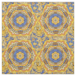 Kaleidoscope Floral Luxury Blue Golden Yellow Mix Stof