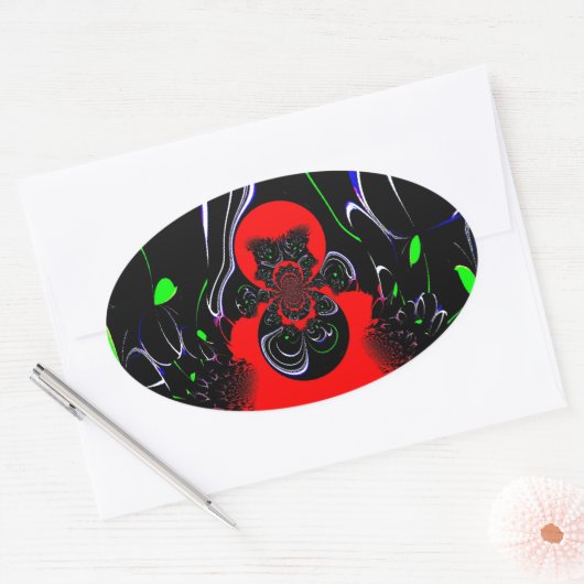 Kaleidoscope Fluid Art Print Ovale Sticker (Envelop)