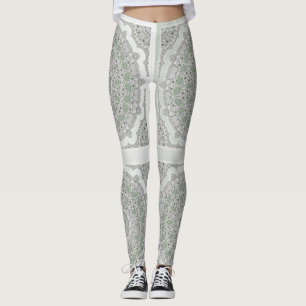 Kaleidoscope Fractal Mandala - grijs groen Leggings
