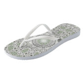 Kaleidoscope Fractal Mandala - grijs groen Teenslippers (Schuin)