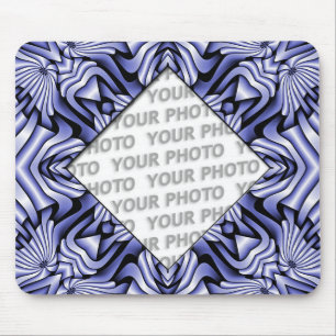 Kaleidoscope frameART - blauw + uw foto & tekst Muismat