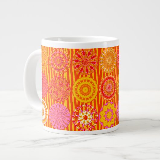 Kaleidoscope Fun, Pink-Oranje Jumbo Mok (Links)