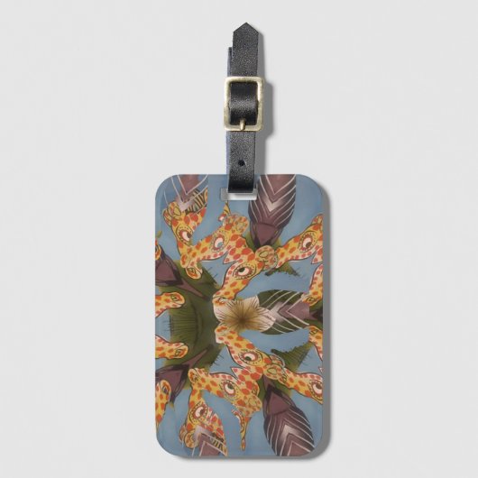 Kaleidoscope Giraffe Mandala: Abstracte Safari kun Bagagelabel (Voorkant (verticaal))