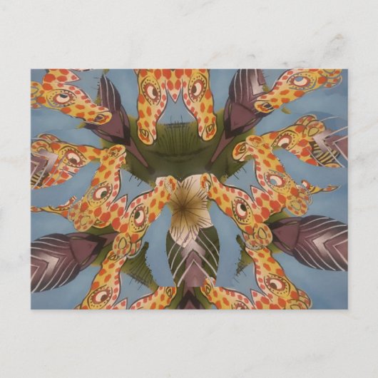 Kaleidoscope Giraffe Mandala: Abstracte Safari kun Briefkaart (Voorkant)