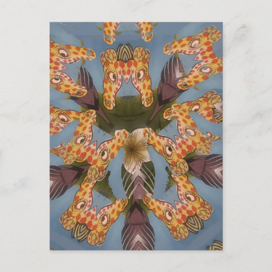 Kaleidoscope Giraffe Mandala: Abstracte Safari kun Briefkaart (Voorkant)