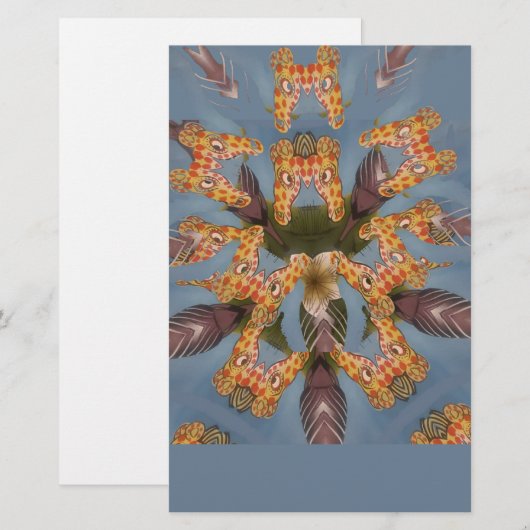 Kaleidoscope Giraffe Mandala: Abstracte Safari kun Briefpapier (Voorkant / Achterkant)