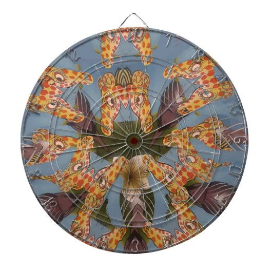 Kaleidoscope Giraffe Mandala: Abstracte Safari kun Dartbord (Voorkant)