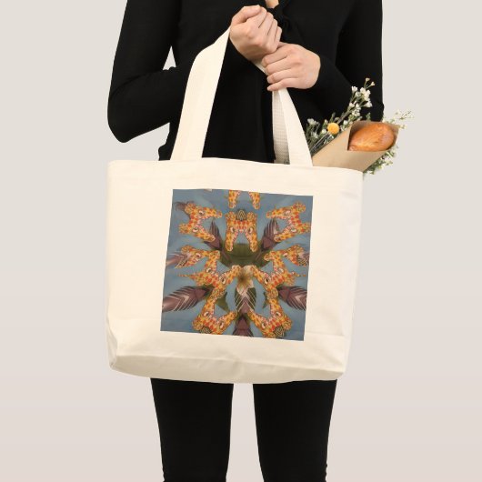 Kaleidoscope Giraffe Mandala: Abstracte Safari kun Grote Tote Bag (Voorkant (product))