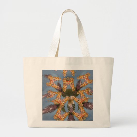 Kaleidoscope Giraffe Mandala: Abstracte Safari kun Grote Tote Bag (Voorkant)