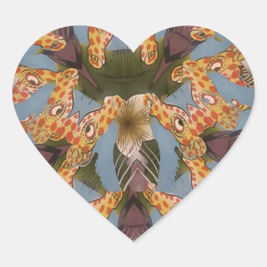 Kaleidoscope Giraffe Mandala: Abstracte Safari kun Hart Sticker (Voorkant)