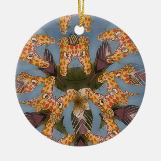 Kaleidoscope Giraffe Mandala: Abstracte Safari kun Keramisch Ornament (Voorkant)