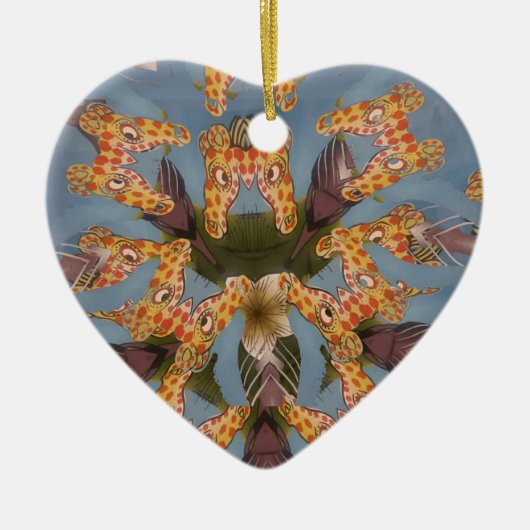 Kaleidoscope Giraffe Mandala: Abstracte Safari kun Keramisch Ornament (Voorkant)