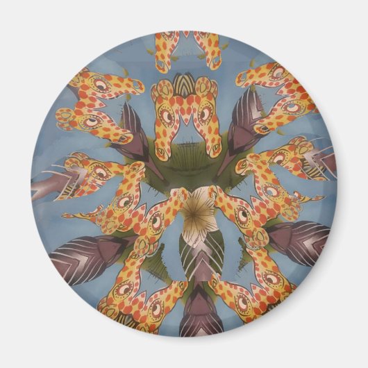 Kaleidoscope Giraffe Mandala: Abstracte Safari kun Magneet (Voorkant)