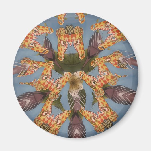 Kaleidoscope Giraffe Mandala: Abstracte Safari kun Magneet (Voorkant)